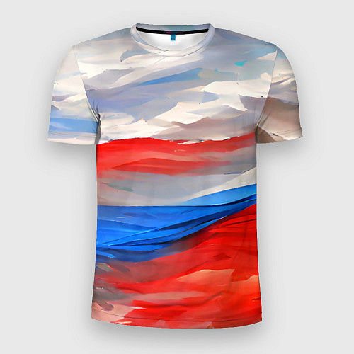 Мужская спорт-футболка Флаг России в красках / 3D-принт – фото 1