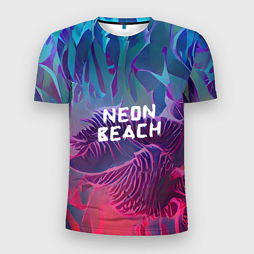 Мужская спорт-футболка Neon beach / 3D-принт – фото 1