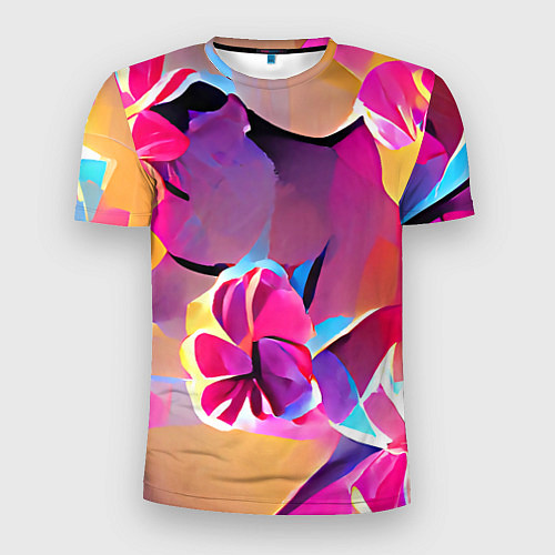 Мужская спорт-футболка Тропические краски Цветы / 3D-принт – фото 1