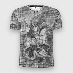 Мужская спорт-футболка Альбрехт Дюрер Всадник побеждающий дракона Гравюра