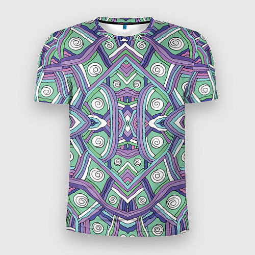 Мужская спорт-футболка Абстрактный разноцветный принт в дудл стиле / 3D-принт – фото 1