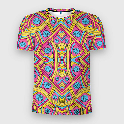 Мужская спорт-футболка Разноцветный и яркий узор в дудл стиле / 3D-принт – фото 1