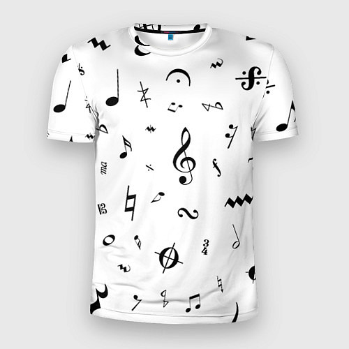 Мужская спорт-футболка Нотные Знаки Черные на Белом / 3D-принт – фото 1