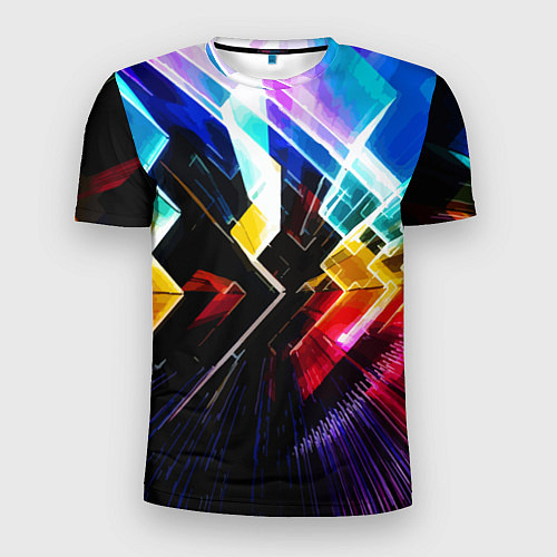 Мужская спорт-футболка Неоновая молния Абстракция Neon Lightning Abstract / 3D-принт – фото 1