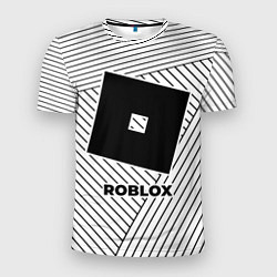 Мужская спорт-футболка Символ Roblox на светлом фоне с полосами