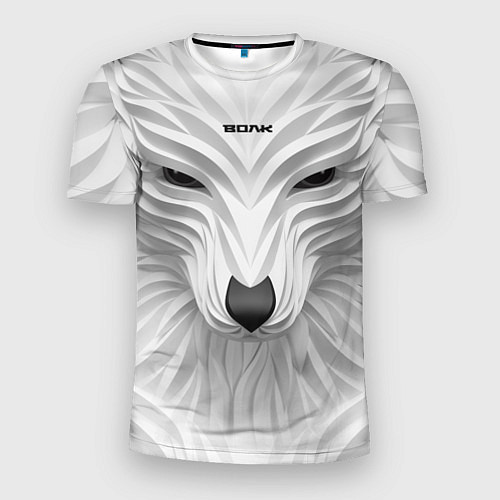 Мужская спорт-футболка Волк белый - с надписью / 3D-принт – фото 1