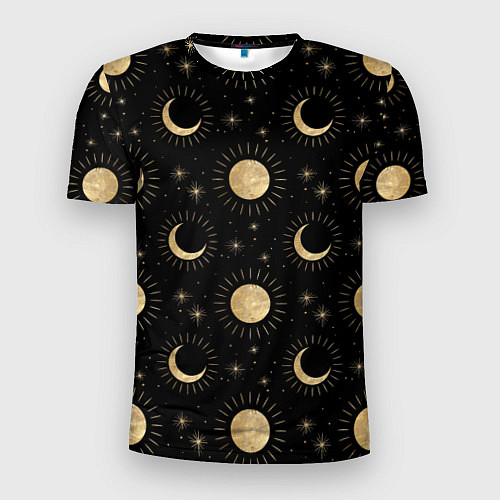 Мужская спорт-футболка Солнце луна звезды ночное небо космос астрономия / 3D-принт – фото 1