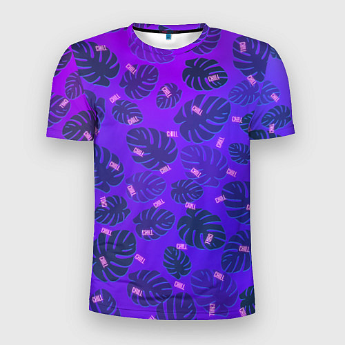 Мужская спорт-футболка Неоновый Chill и пальмовые листья / 3D-принт – фото 1
