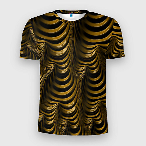 Мужская спорт-футболка Черная с золотым оптическая иллюзия Абстракция / 3D-принт – фото 1