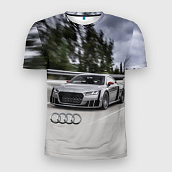 Мужская спорт-футболка Ауди на скоростном шоссе Audi on the expressway