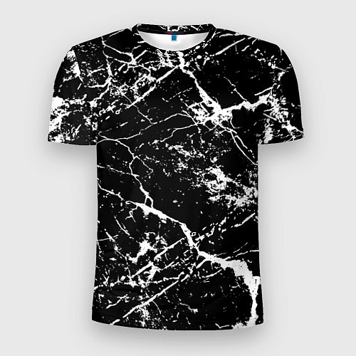 Мужская спорт-футболка Текстура чёрного мрамора Texture of black marble / 3D-принт – фото 1
