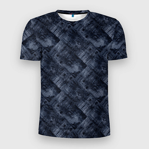 Мужская спорт-футболка Темный серо-синий узор деревянного паркета / 3D-принт – фото 1