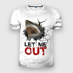 Мужская спорт-футболка Акула Let me out - пасть акулы
