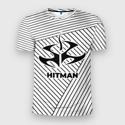Мужская спорт-футболка Символ Hitman на светлом фоне с полосами