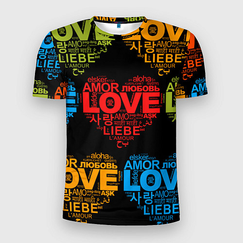 Мужская спорт-футболка Love, Amor, Любовь - Неон версия / 3D-принт – фото 1