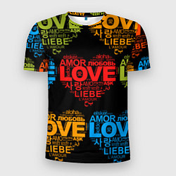Мужская спорт-футболка Love, Amor, Любовь - Неон версия