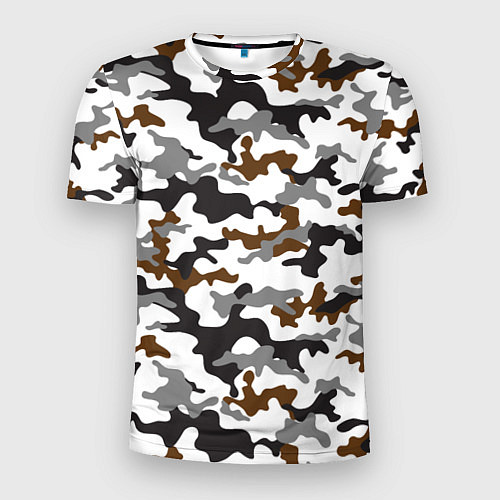 Мужская спорт-футболка Камуфляж Чёрно-Белый Camouflage Black-White / 3D-принт – фото 1