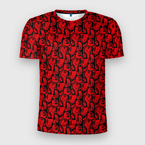 Мужская спорт-футболка Красные психоделический смайлы / 3D-принт – фото 1