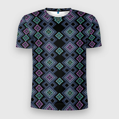 Мужская спорт-футболка Разноцветный орнамент из перламутровых бус / 3D-принт – фото 1