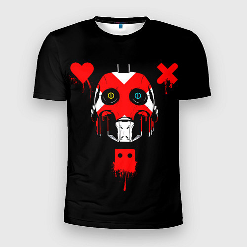Мужская спорт-футболка Love death and robots белый робот c крестом на лиц / 3D-принт – фото 1