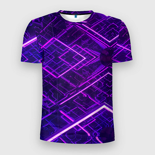 Мужская спорт-футболка Неоновые ромбы в абстракции - Фиолетовый / 3D-принт – фото 1