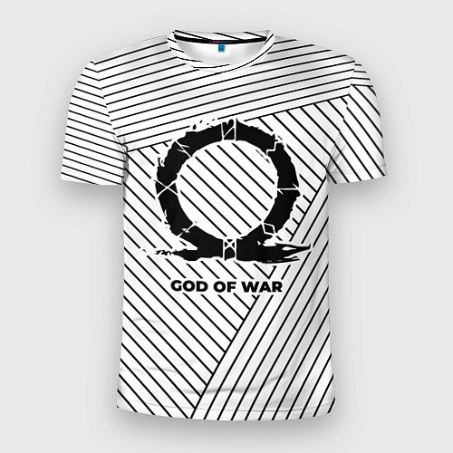 Мужская спорт-футболка Символ God of War на светлом фоне с полосами / 3D-принт – фото 1