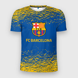 Мужская спорт-футболка Barcelona желтые брызги