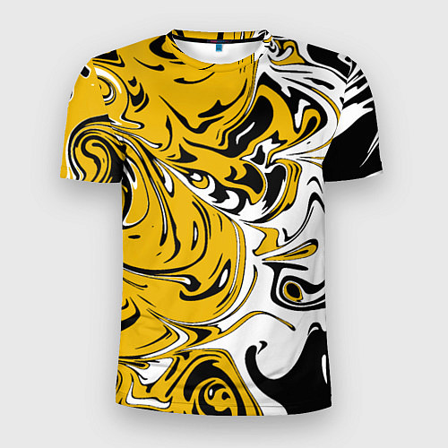 Мужская спорт-футболка Черно-желтые разводы / 3D-принт – фото 1