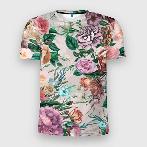 Мужская спорт-футболка Color floral pattern Expressionism Summer / 3D-принт – фото 1