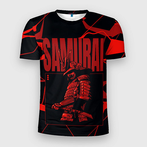Мужская спорт-футболка Красный самурай с красными разводами / 3D-принт – фото 1