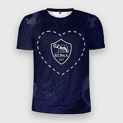 Мужская спорт-футболка Лого Roma в сердечке на фоне мячей