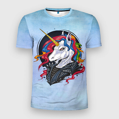 Мужская спорт-футболка Единорог в косухе / 3D-принт – фото 1