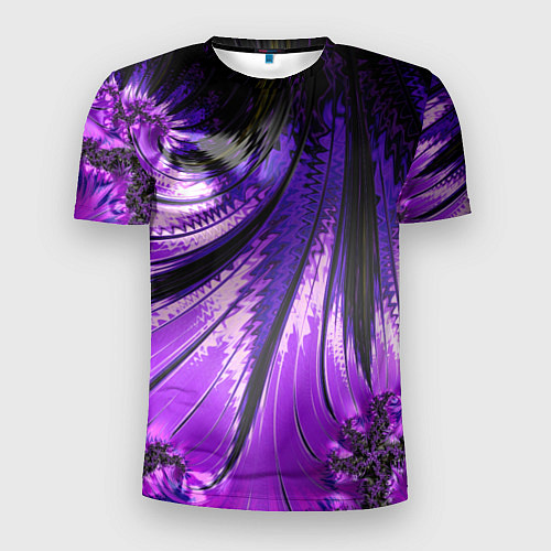 Мужская спорт-футболка Неоновый фрактал черный с фиолетовым Абстракция / 3D-принт – фото 1