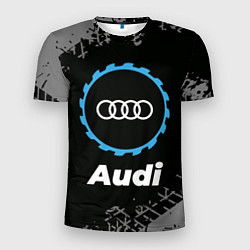 Мужская спорт-футболка Audi в стиле Top Gear со следами шин на фоне