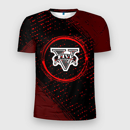 Мужская спорт-футболка Символ GTA и краска вокруг на темном фоне / 3D-принт – фото 1