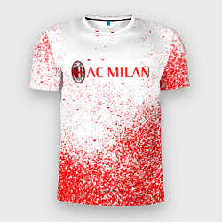 Мужская спорт-футболка Ac milan красные брызги