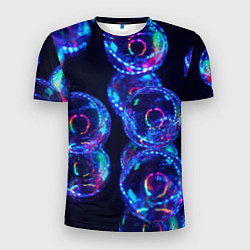 Мужская спорт-футболка Неоновые сюрреалистичные пузыри - Синий