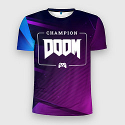 Мужская спорт-футболка Doom Gaming Champion: рамка с лого и джойстиком на
