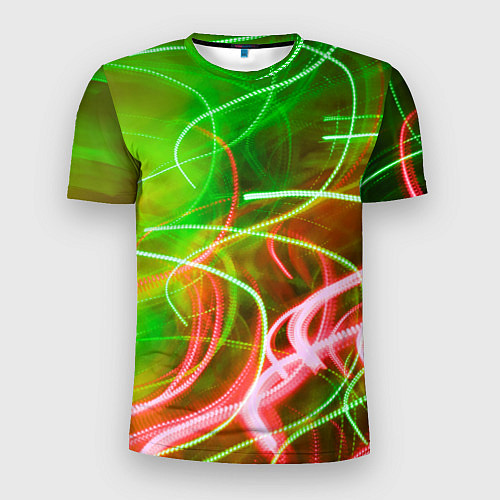 Мужская спорт-футболка Неоновые линии и фонари - Зелёный / 3D-принт – фото 1