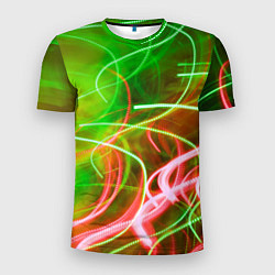 Мужская спорт-футболка Неоновые линии и фонари - Зелёный