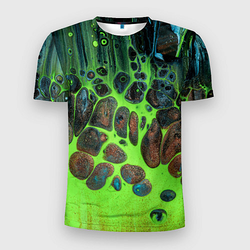 Мужская спорт-футболка Неоновый песок и камни - Зелёный / 3D-принт – фото 1