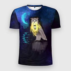 Мужская спорт-футболка Сова с фонарем на фоне ночи