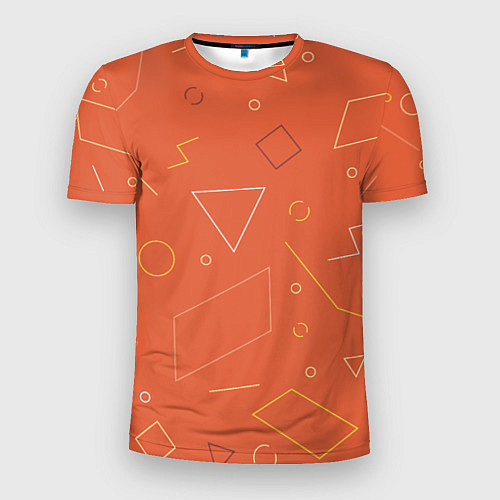 Мужская спорт-футболка Геометрические Фигуры На Оранжевом Фоне / 3D-принт – фото 1