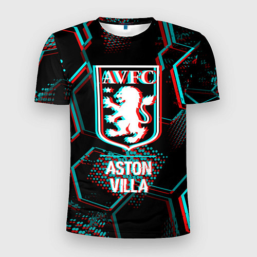 Мужская спорт-футболка Aston Villa FC в стиле Glitch на темном фоне / 3D-принт – фото 1