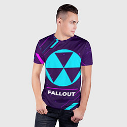Футболка спортивная мужская Символ Fallout в неоновых цветах на темном фоне, цвет: 3D-принт — фото 2