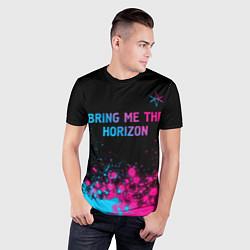 Футболка спортивная мужская Bring Me the Horizon Neon Gradient, цвет: 3D-принт — фото 2