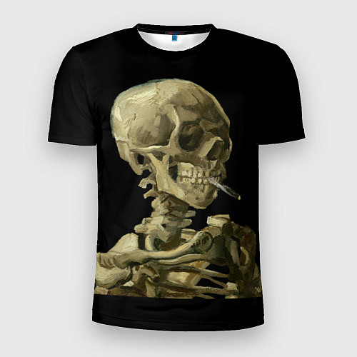 Мужская спорт-футболка Череп с горящей сигаретой / 3D-принт – фото 1
