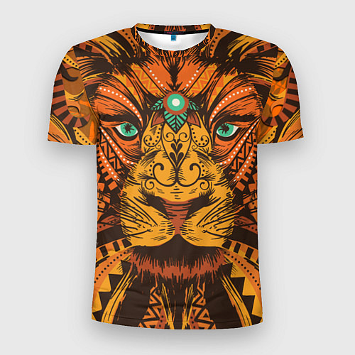 Мужская спорт-футболка Африканский Лев Морда Льва с узорами Мандала / 3D-принт – фото 1