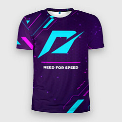 Мужская спорт-футболка Символ Need for Speed в неоновых цветах на темном