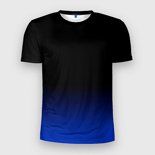 Мужская спорт-футболка Черный с синим градиент / 3D-принт – фото 1